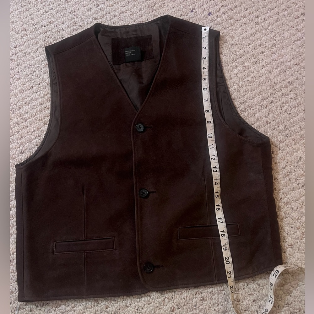 Vintage GAP Dark Brown Leather Vest - Picture 5 of 6